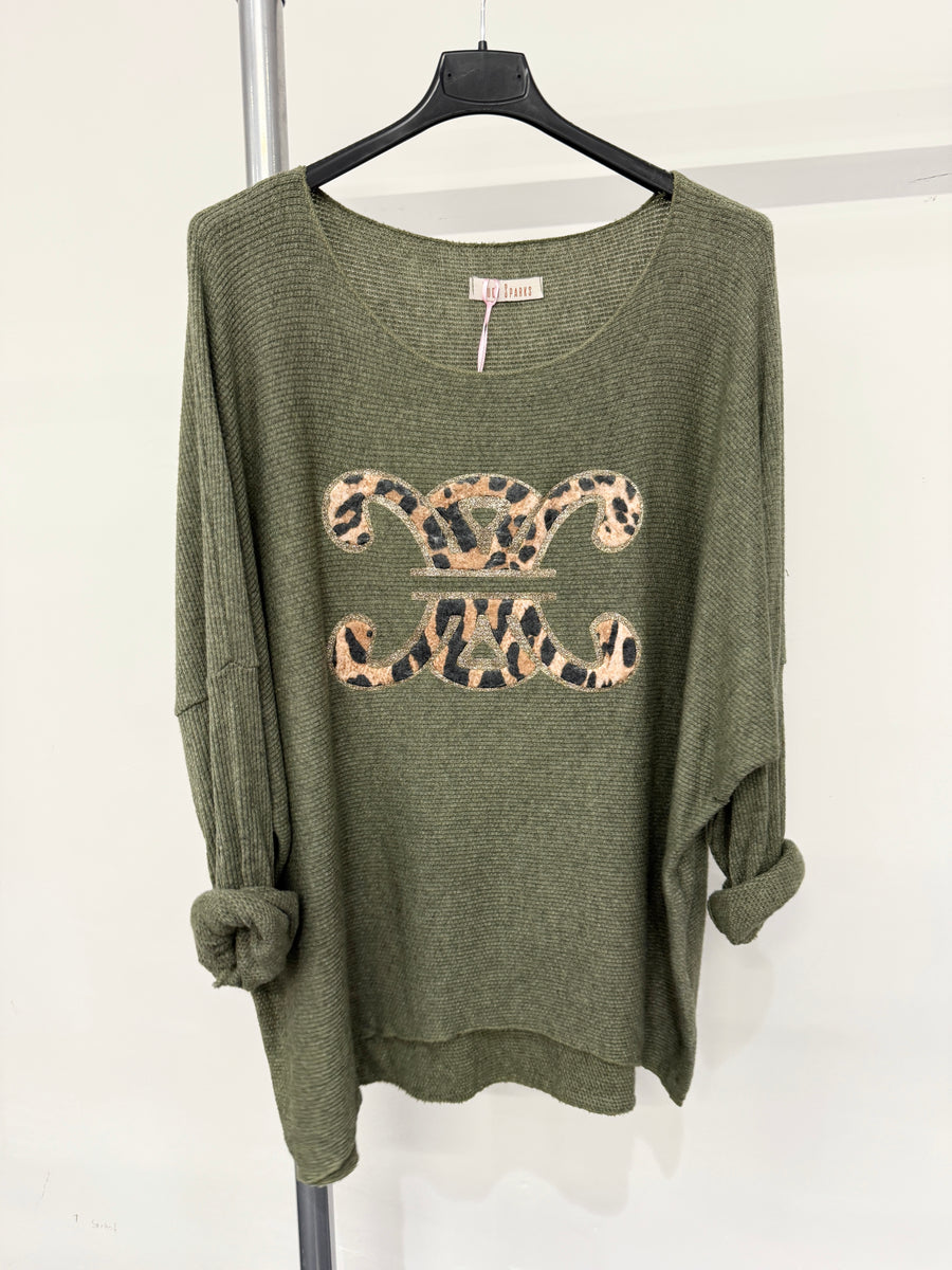 Wool Blend Italian Knit Top With Round Neck, Long Sleeves And Front Design