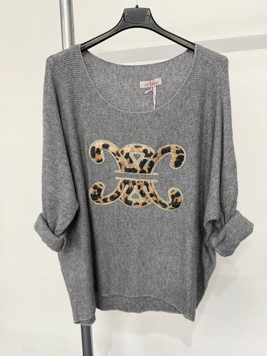 Wool Blend Italian Knit Top With Round Neck, Long Sleeves And Front Design