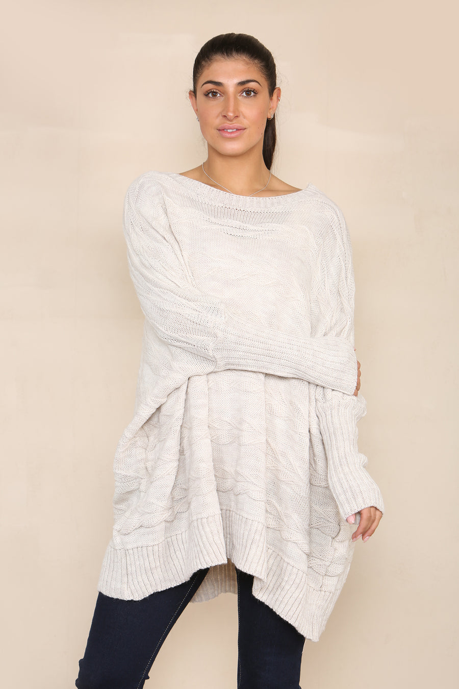 Braided knit oversized jumper