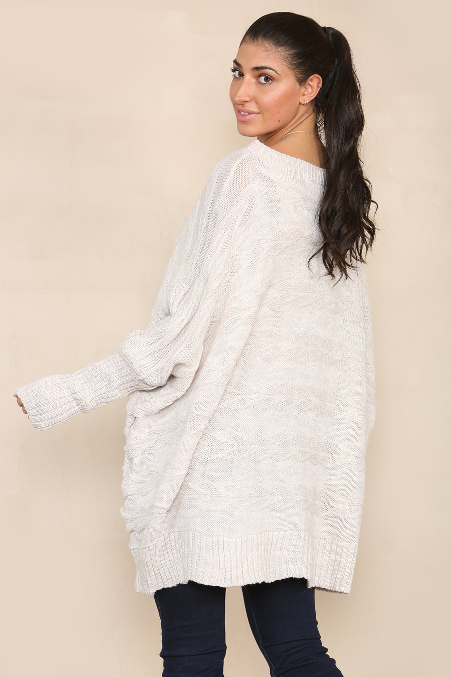 Braided knit oversized jumper