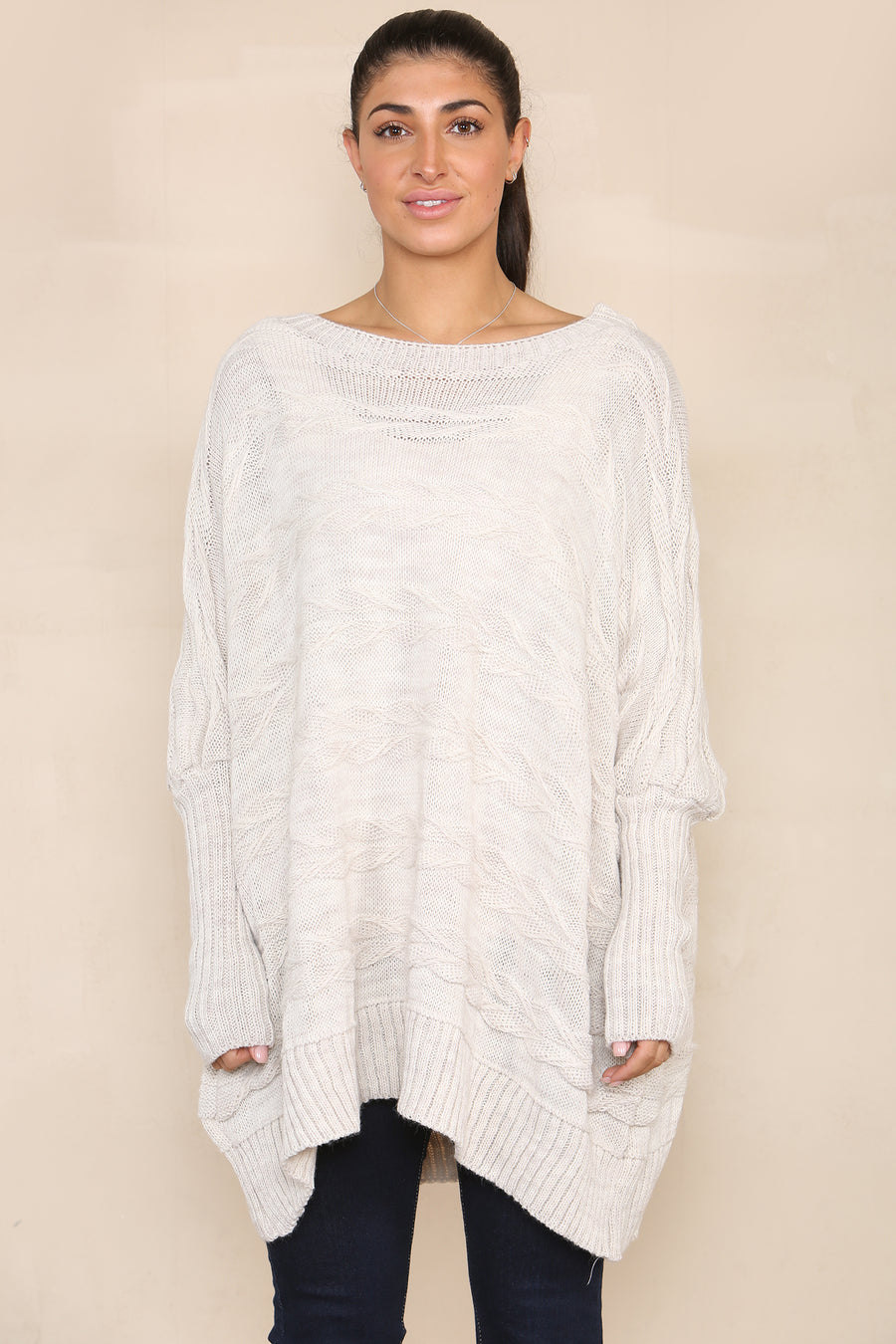 Braided knit oversized jumper