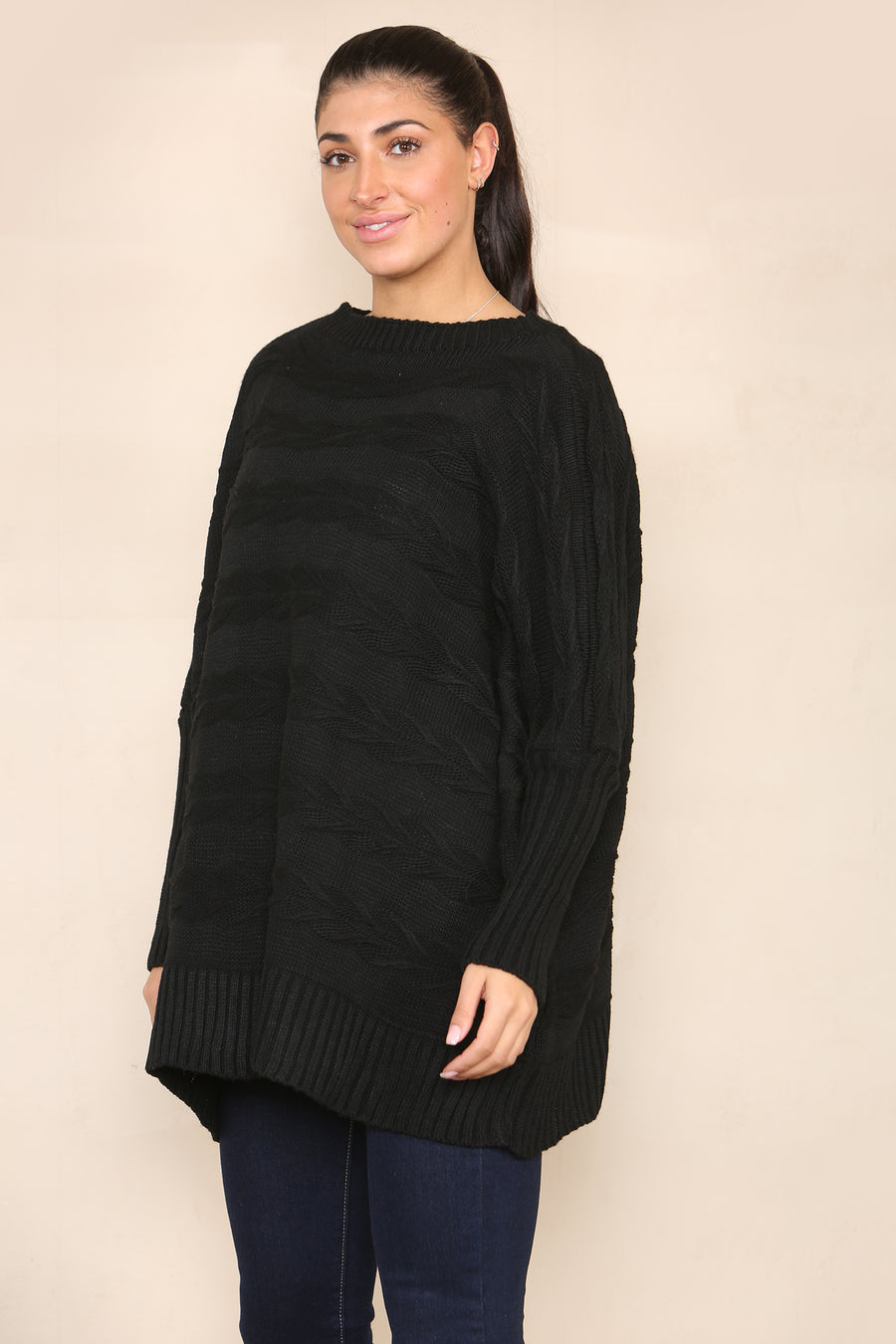 Braided knit oversized jumper