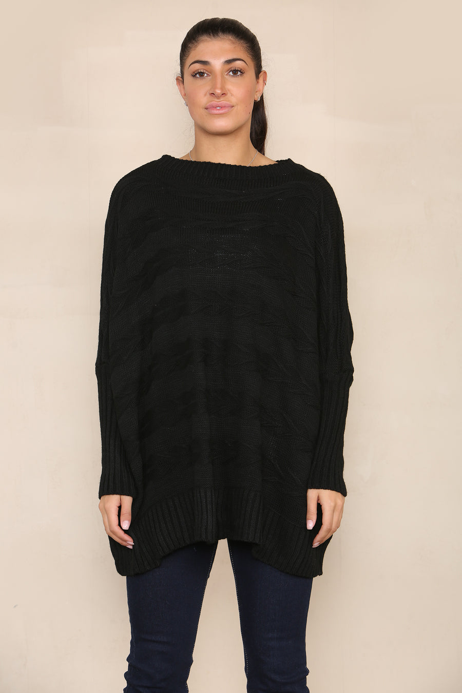 Braided knit oversized jumper