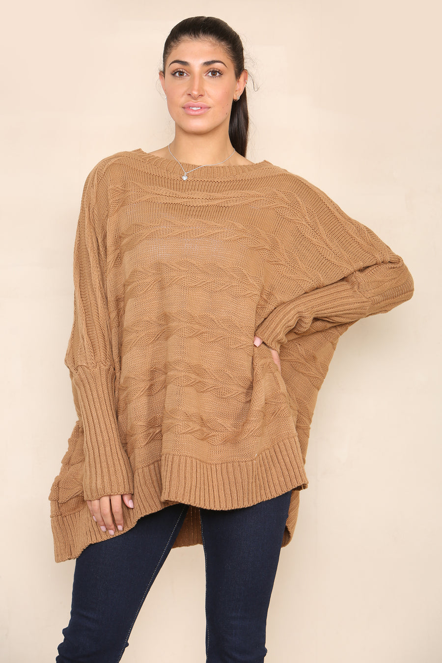 Braided knit oversized jumper