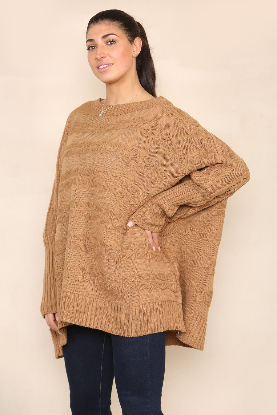 Braided knit oversized jumper