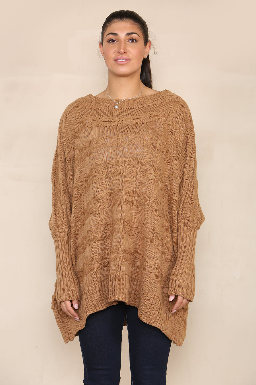 Braided knit oversized jumper