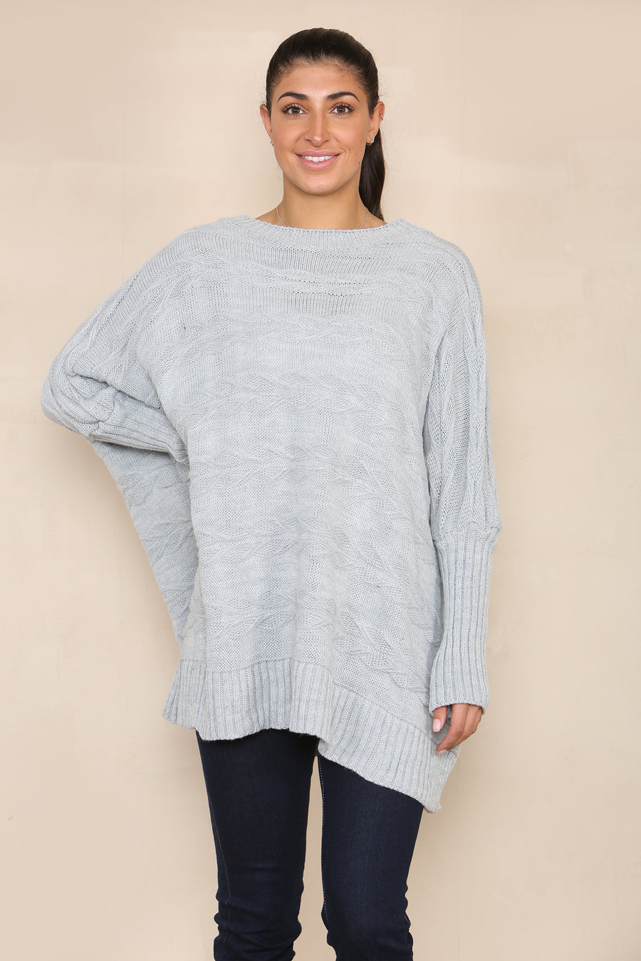 Braided knit oversized jumper