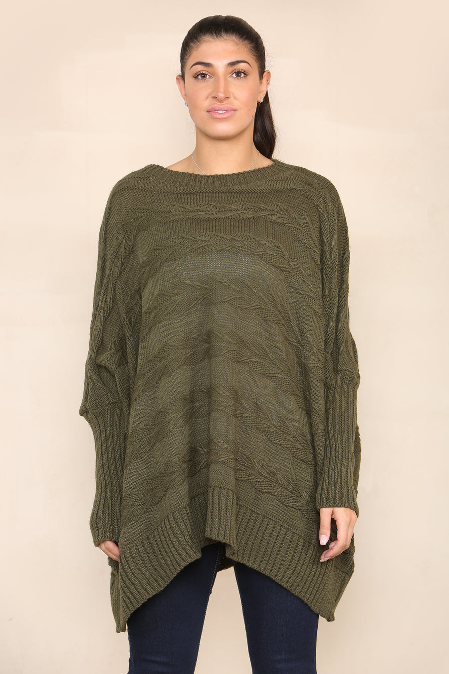 Braided knit oversized jumper