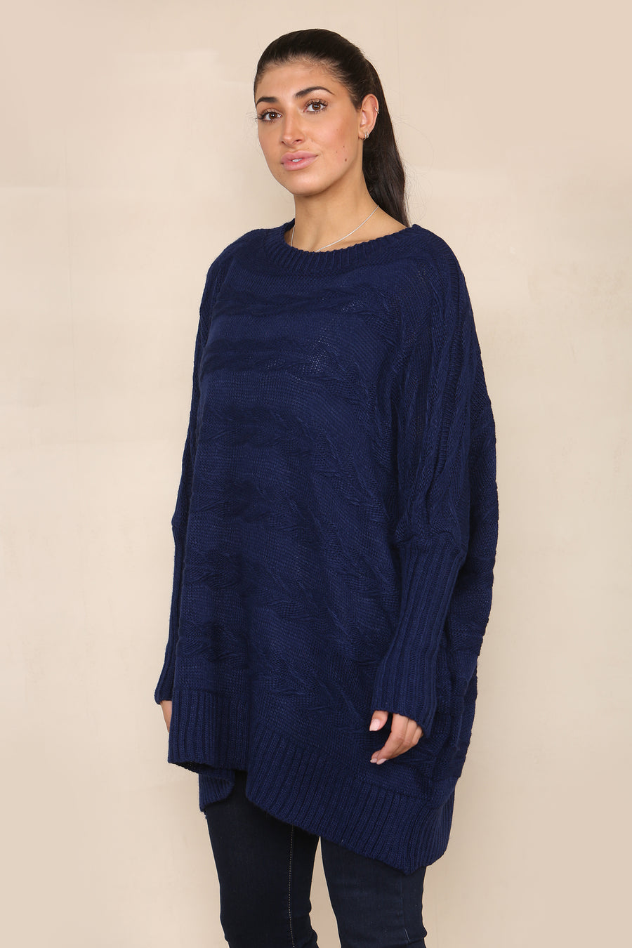 Braided knit oversized jumper