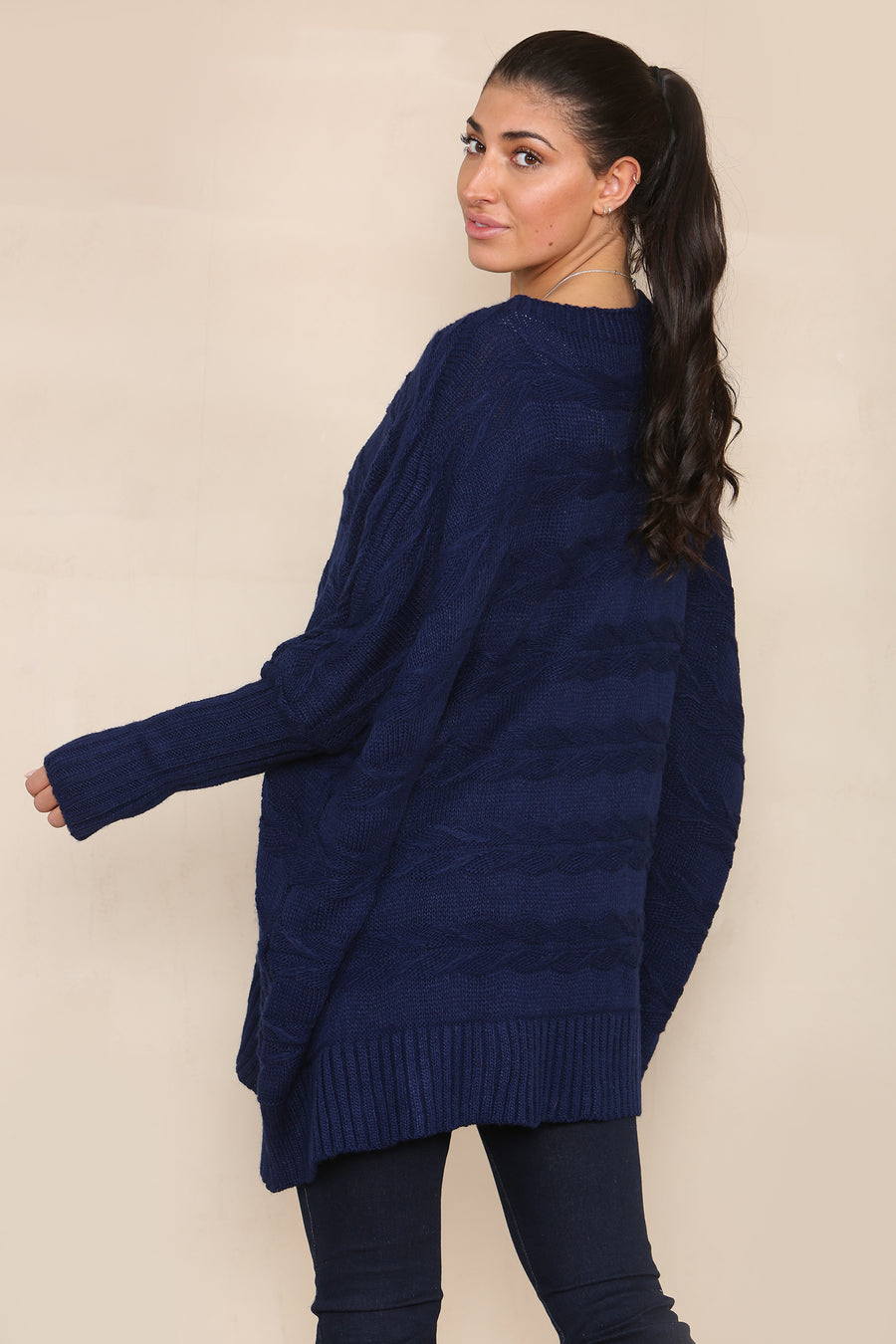 Braided knit oversized jumper