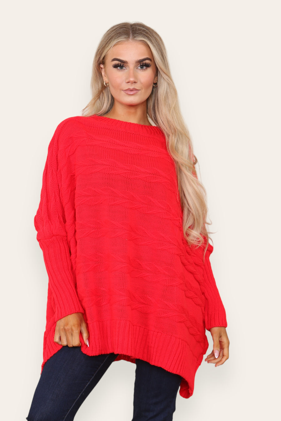 Braided knit oversized jumper