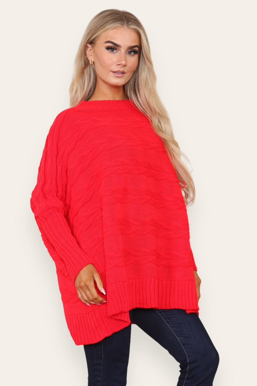 Braided knit oversized jumper