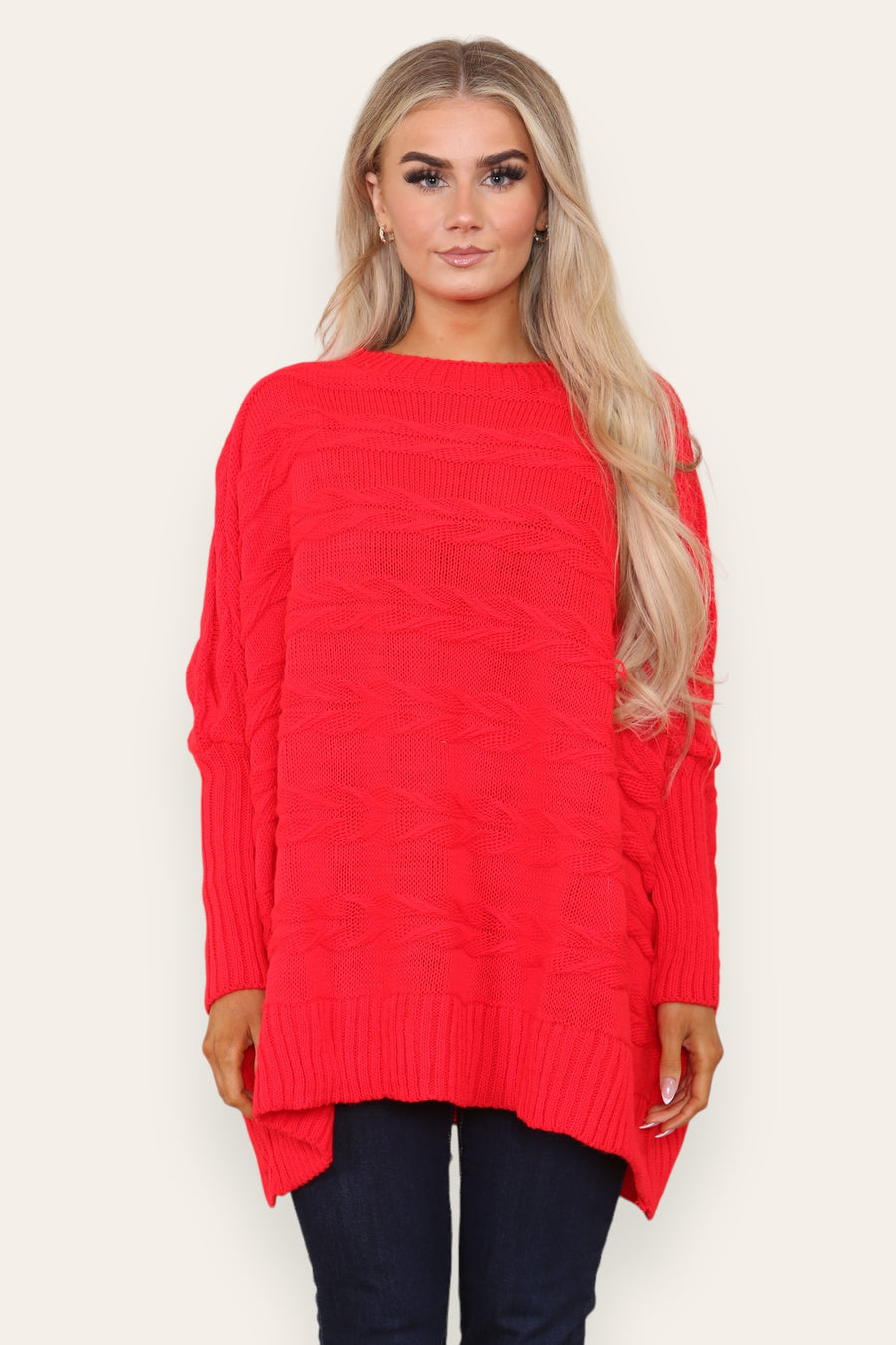 Braided knit oversized jumper