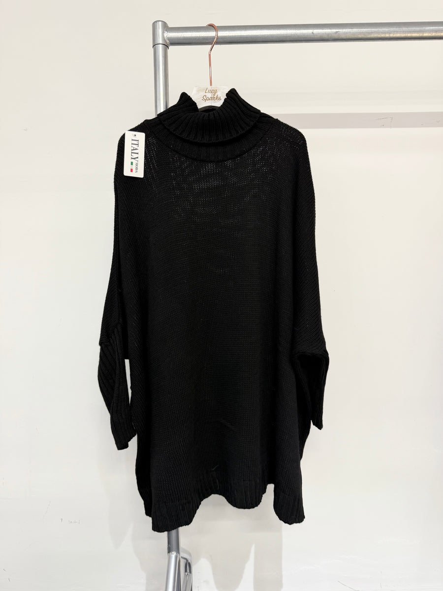 Roll Neck Elongated Jumper with Fitted Sleeves