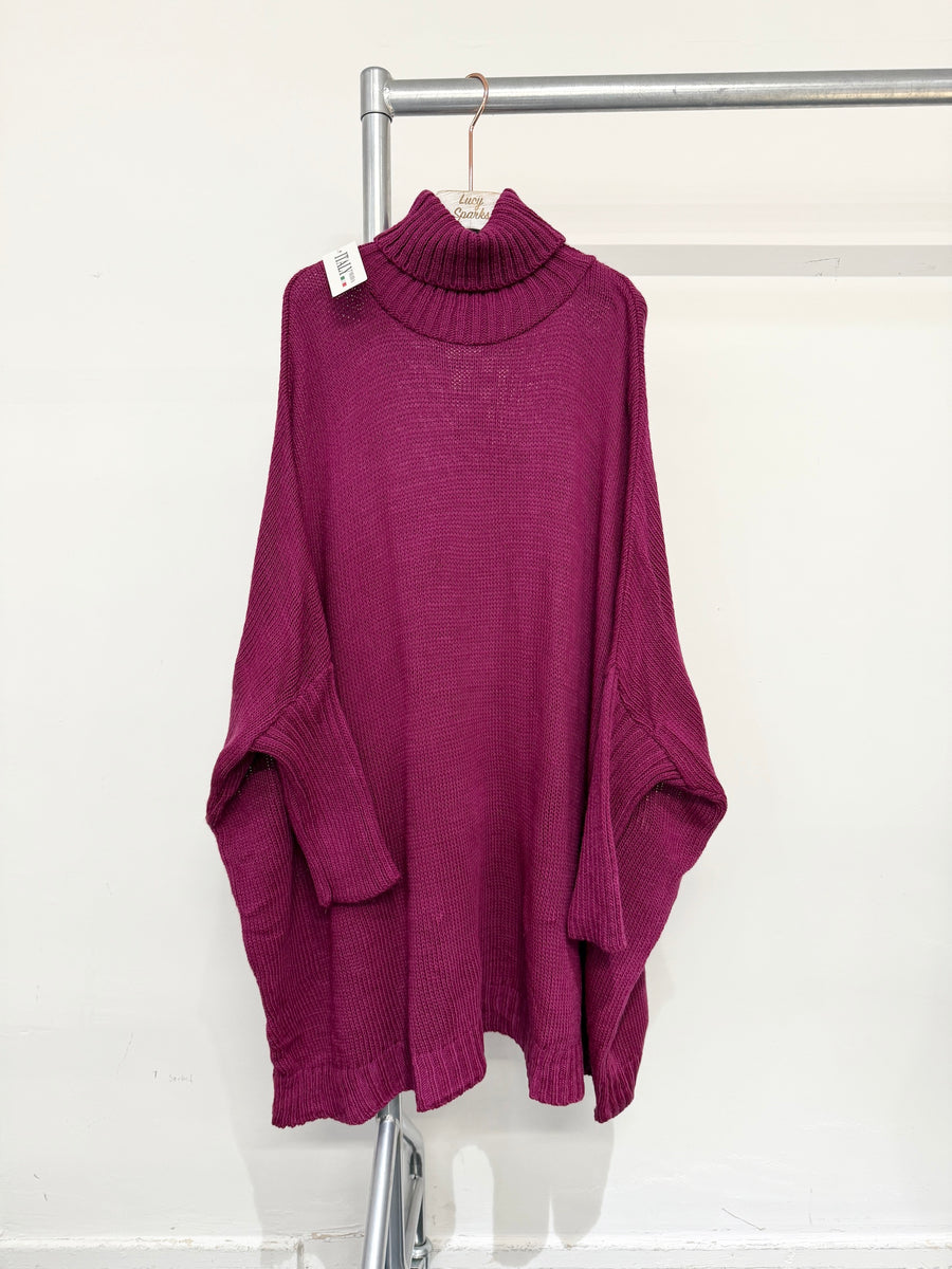 Roll Neck Elongated Jumper with Fitted Sleeves