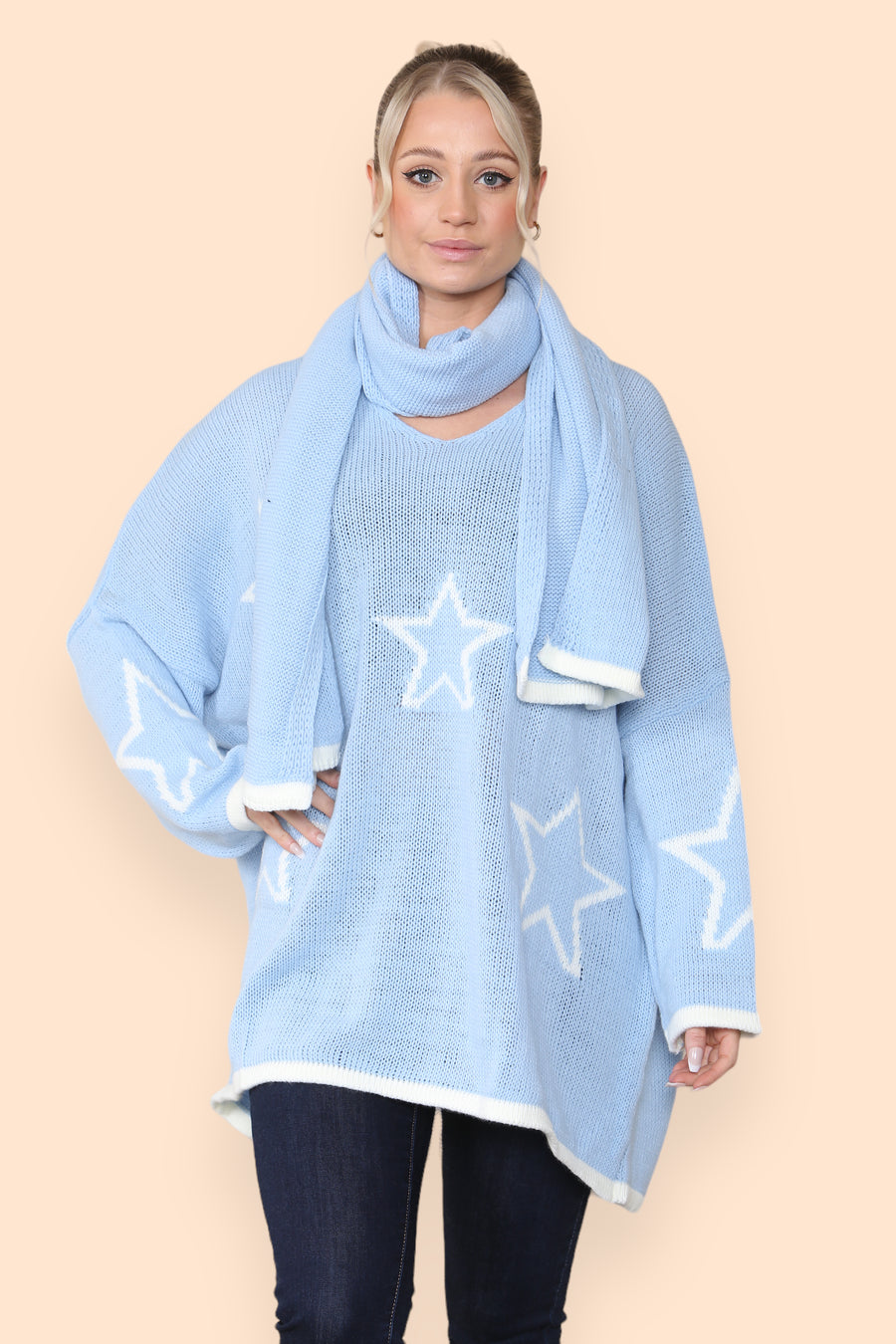 Star Knitted Jumper with Matching Scarf