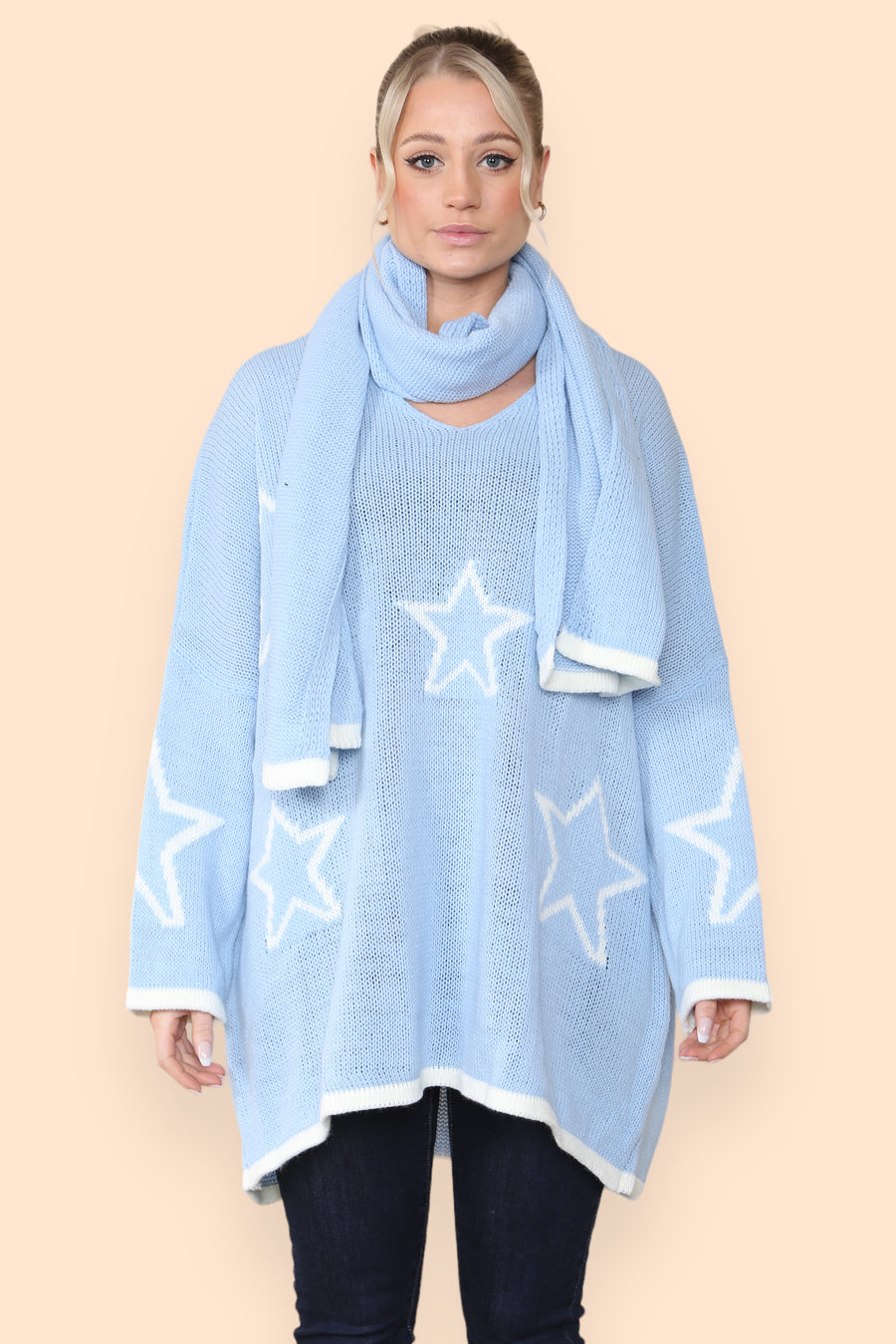 Star Knitted Jumper with Matching Scarf