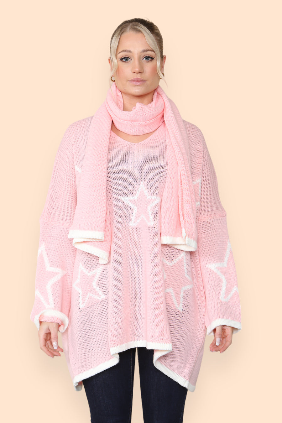 Star Knitted Jumper with Matching Scarf