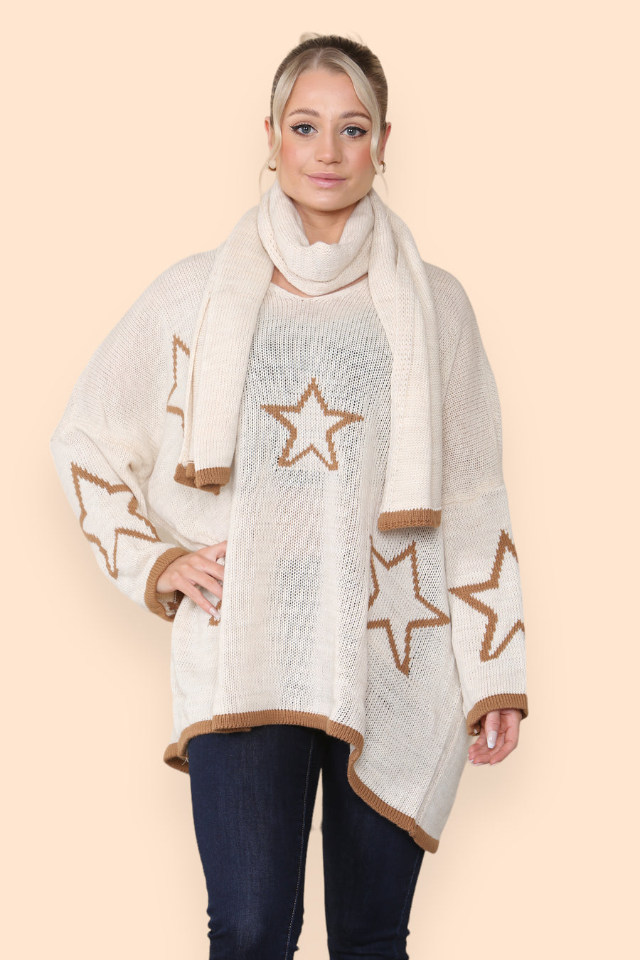 Star Knitted Jumper with Matching Scarf