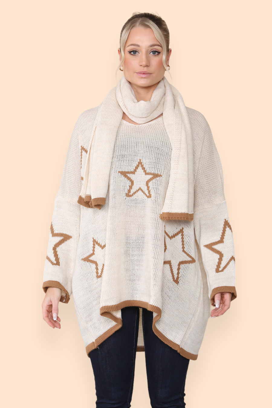 Star Knitted Jumper with Matching Scarf