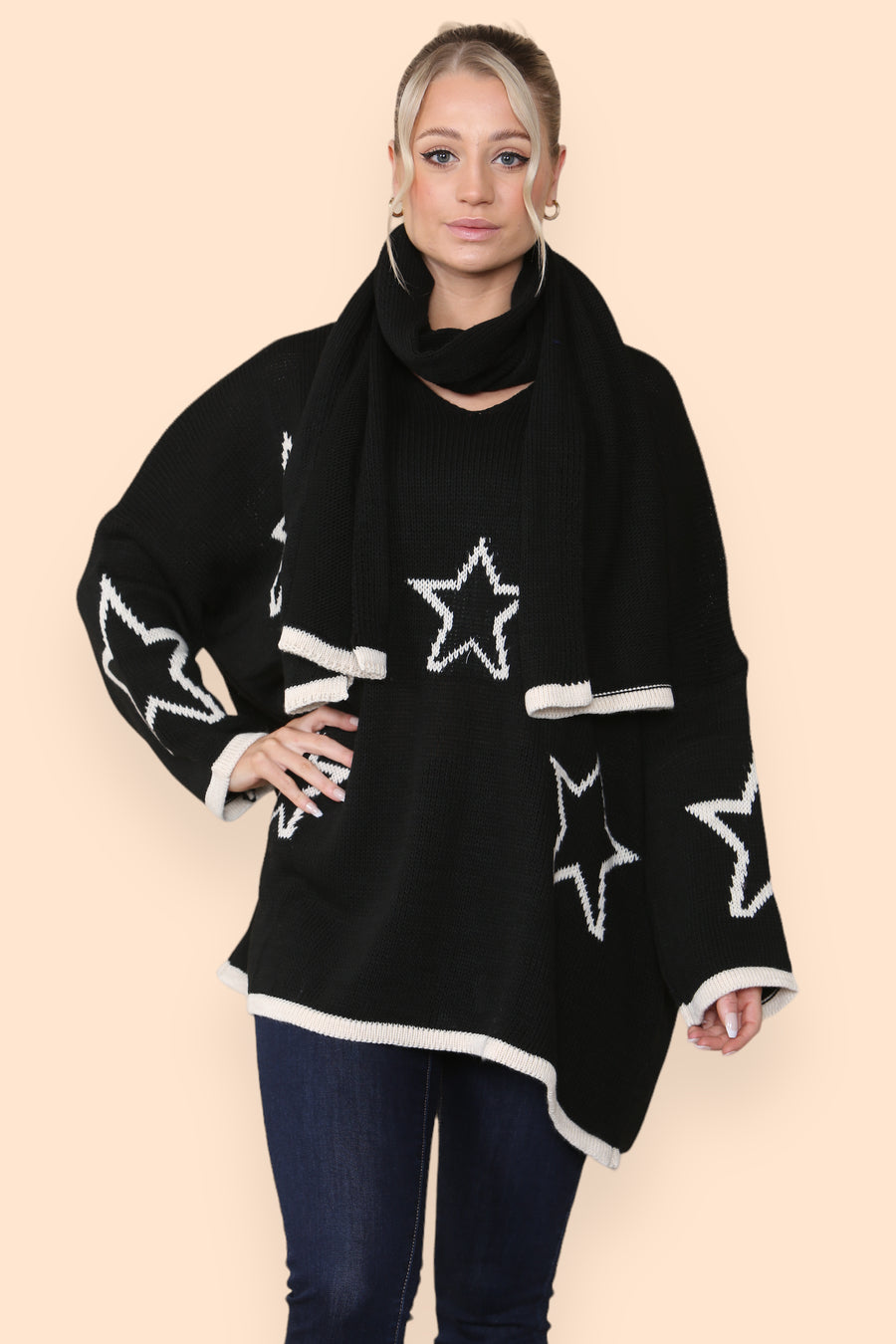 Star Knitted Jumper with Matching Scarf