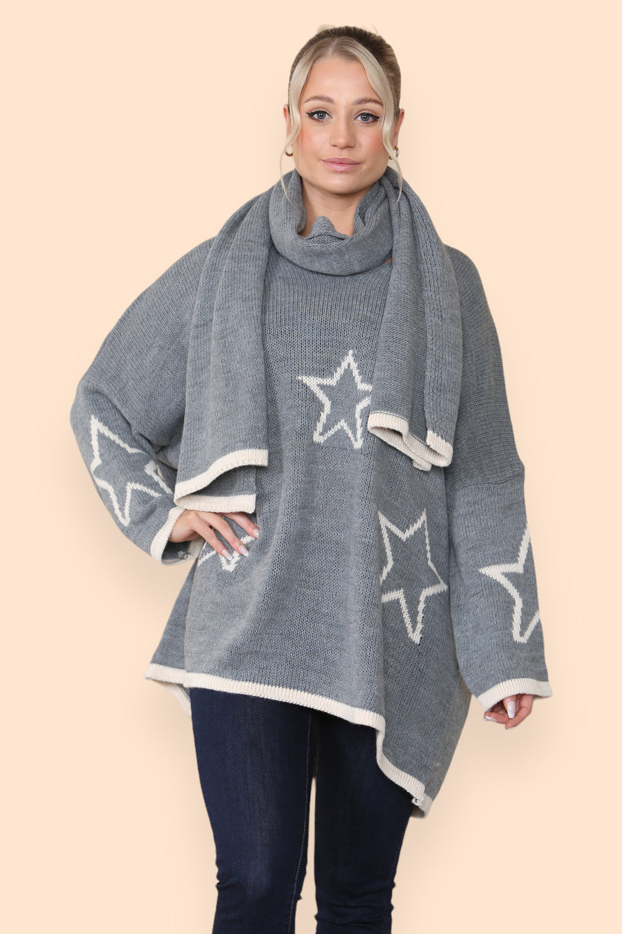 Star Knitted Jumper with Matching Scarf