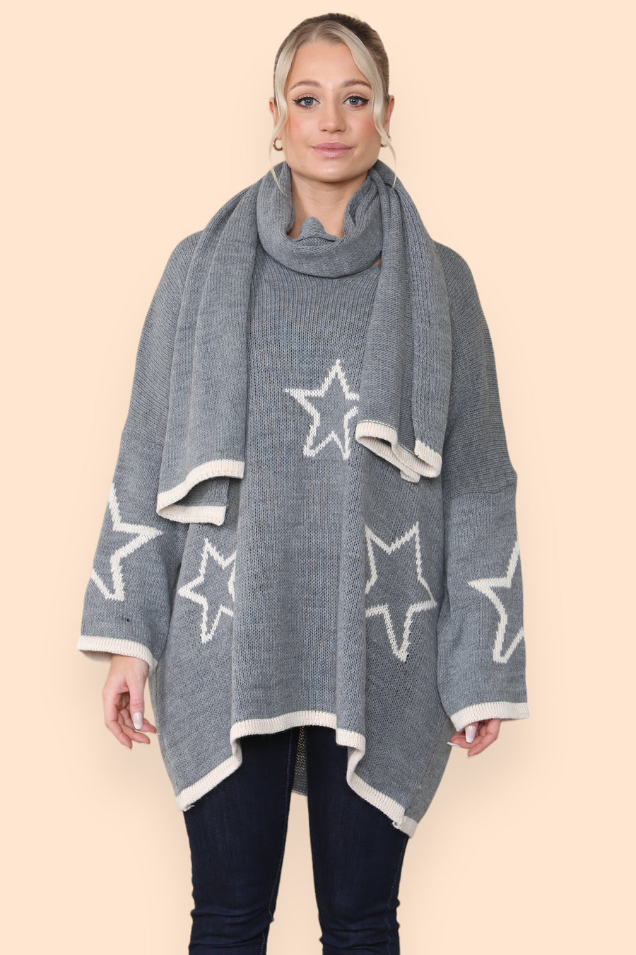 Star Knitted Jumper with Matching Scarf