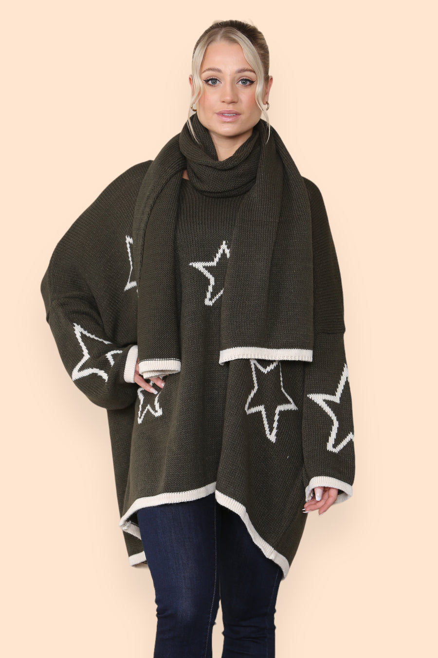 Star Knitted Jumper with Matching Scarf