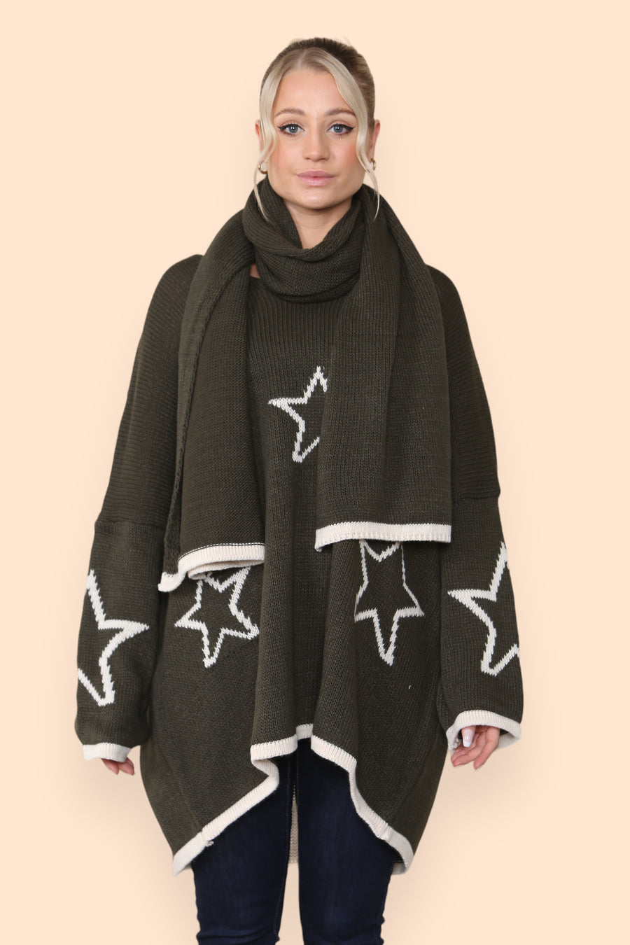 Star Knitted Jumper with Matching Scarf