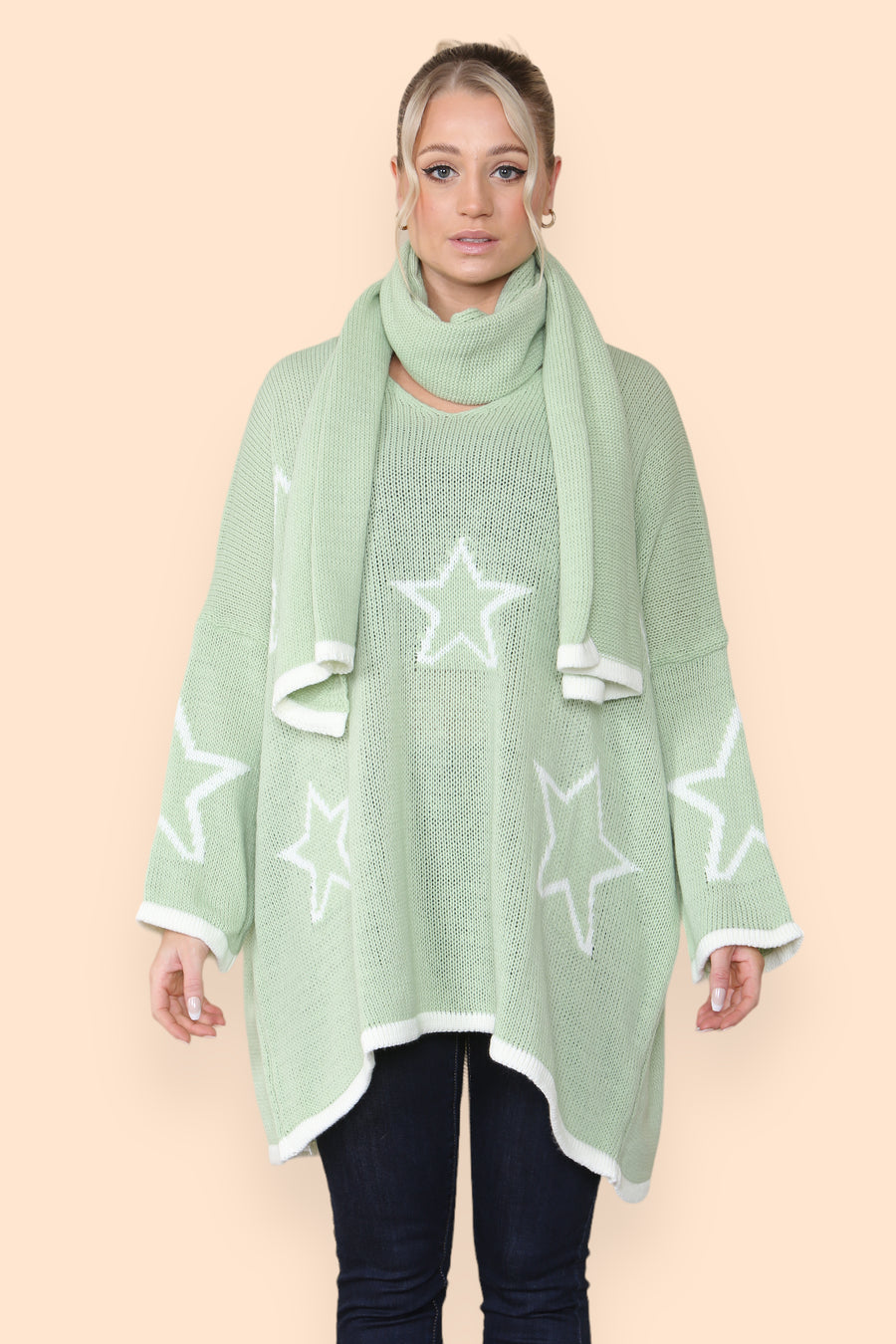 Star Knitted Jumper with Matching Scarf