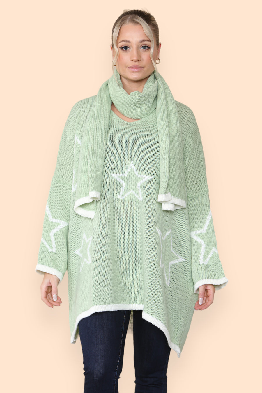 Star Knitted Jumper with Matching Scarf