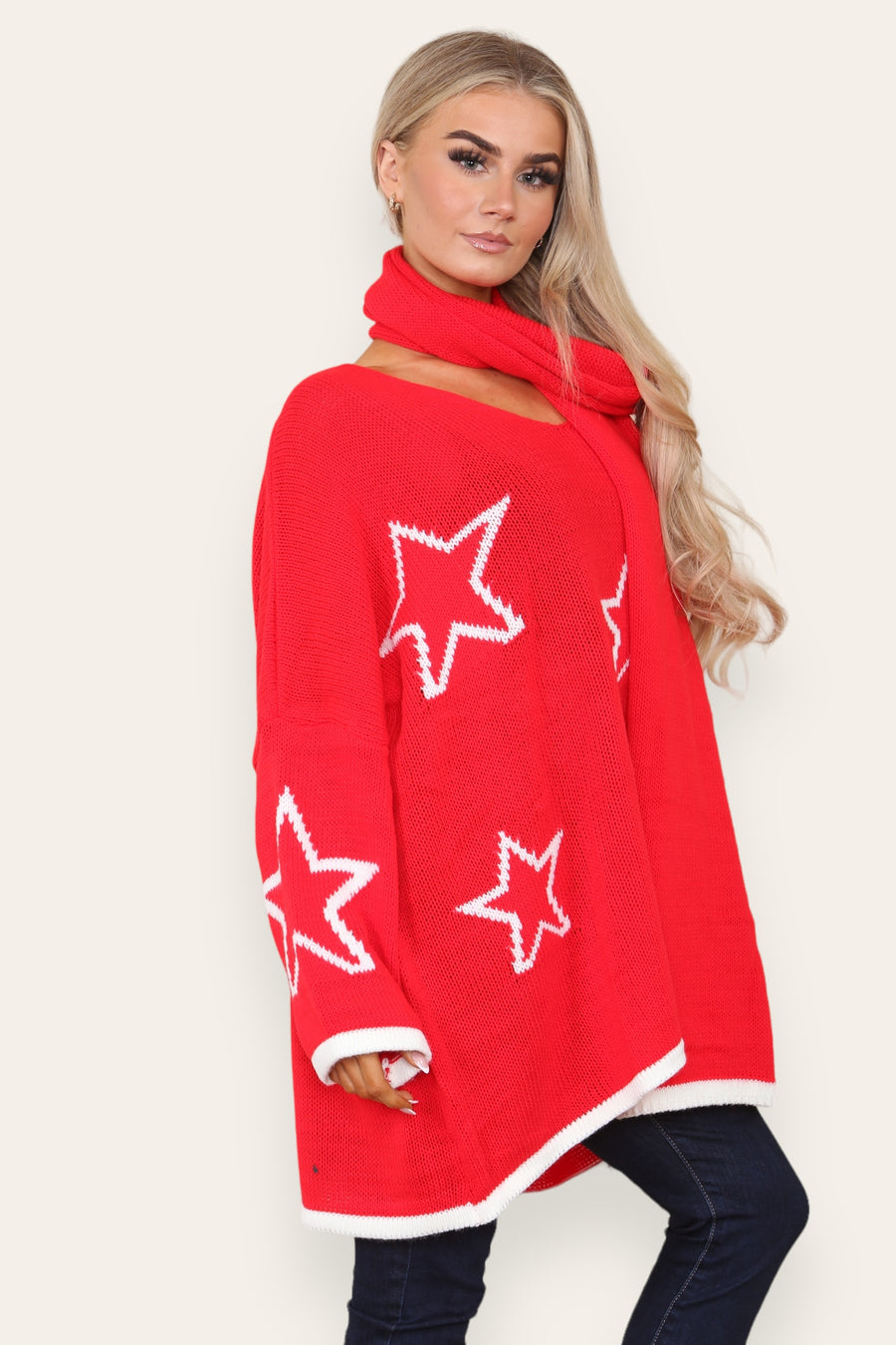 Star Knitted Jumper with Matching Scarf