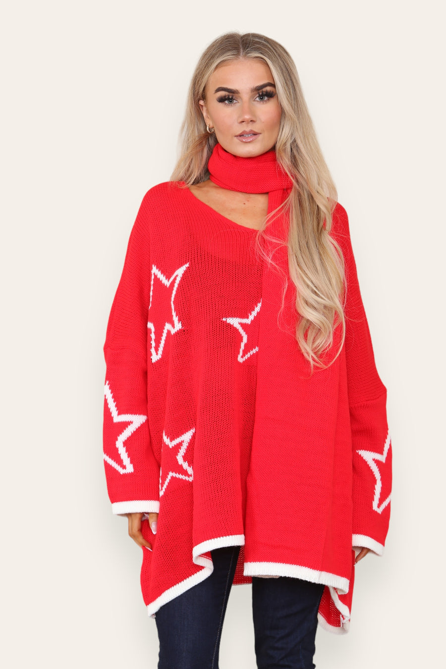 Star Knitted Jumper with Matching Scarf