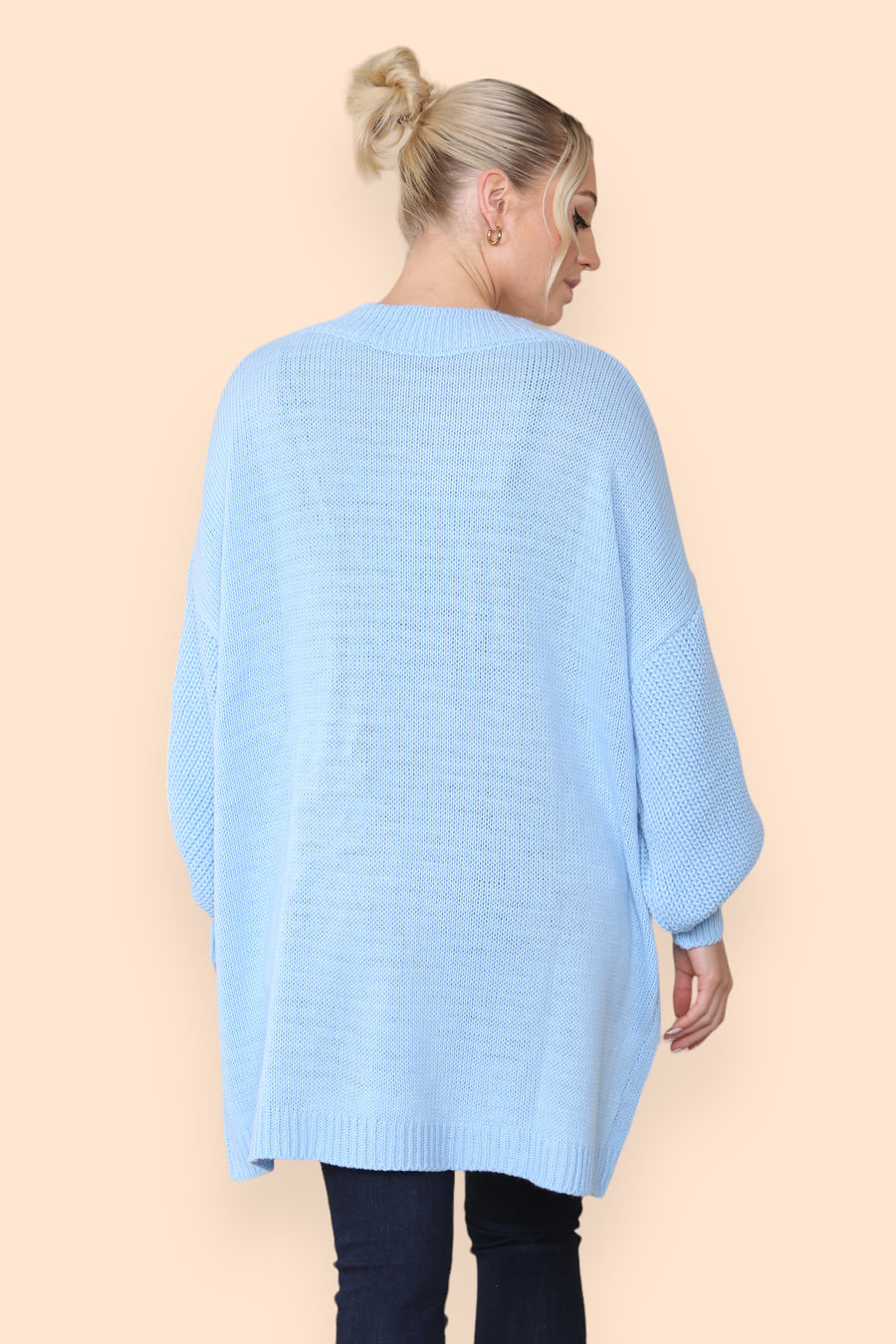 Balloon Sleeve V Neck Jumper