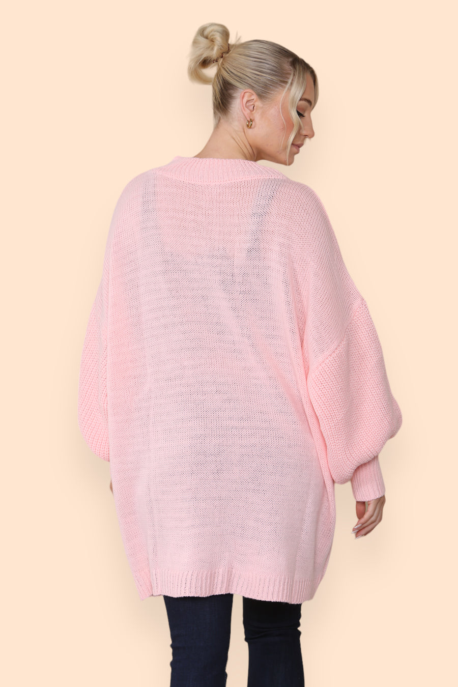 Balloon Sleeve V Neck Jumper