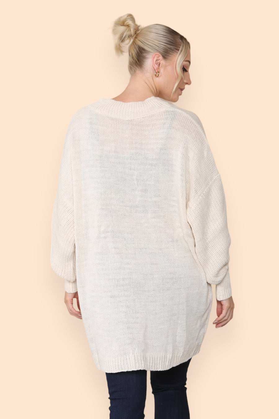 Balloon Sleeve V Neck Jumper