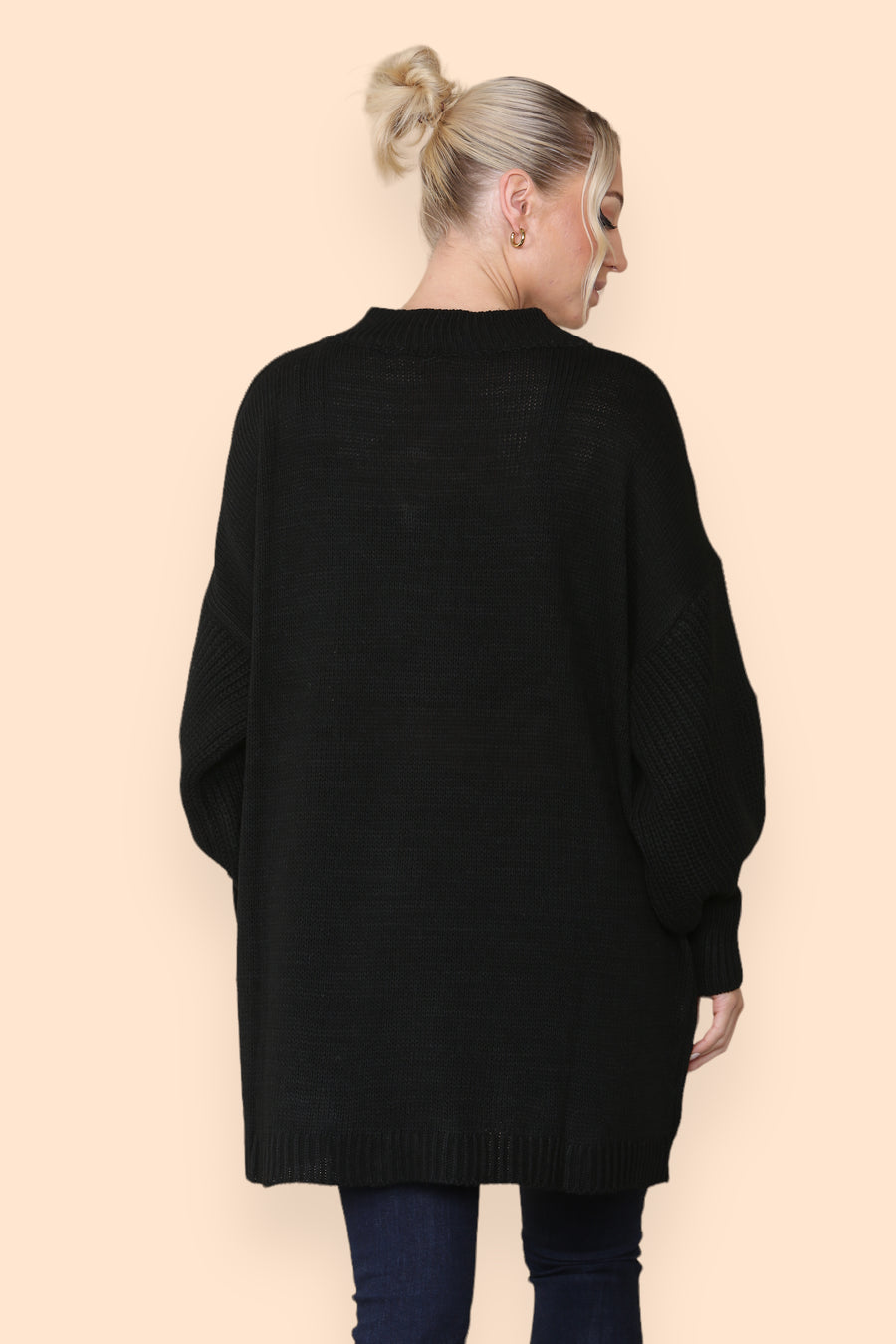 Balloon Sleeve V Neck Jumper