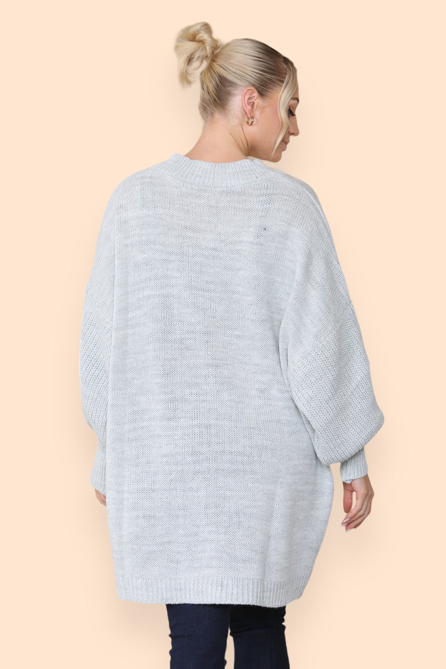 Balloon Sleeve V Neck Jumper