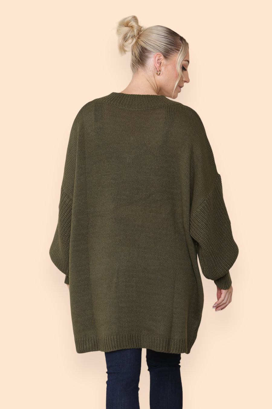 Balloon Sleeve V Neck Jumper