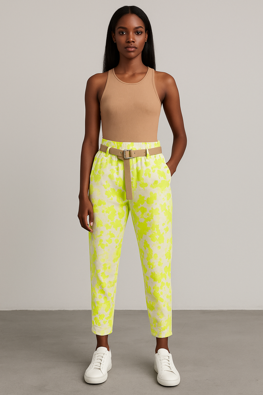 PRINTED MAGIC TROUSERS WITH BELT
