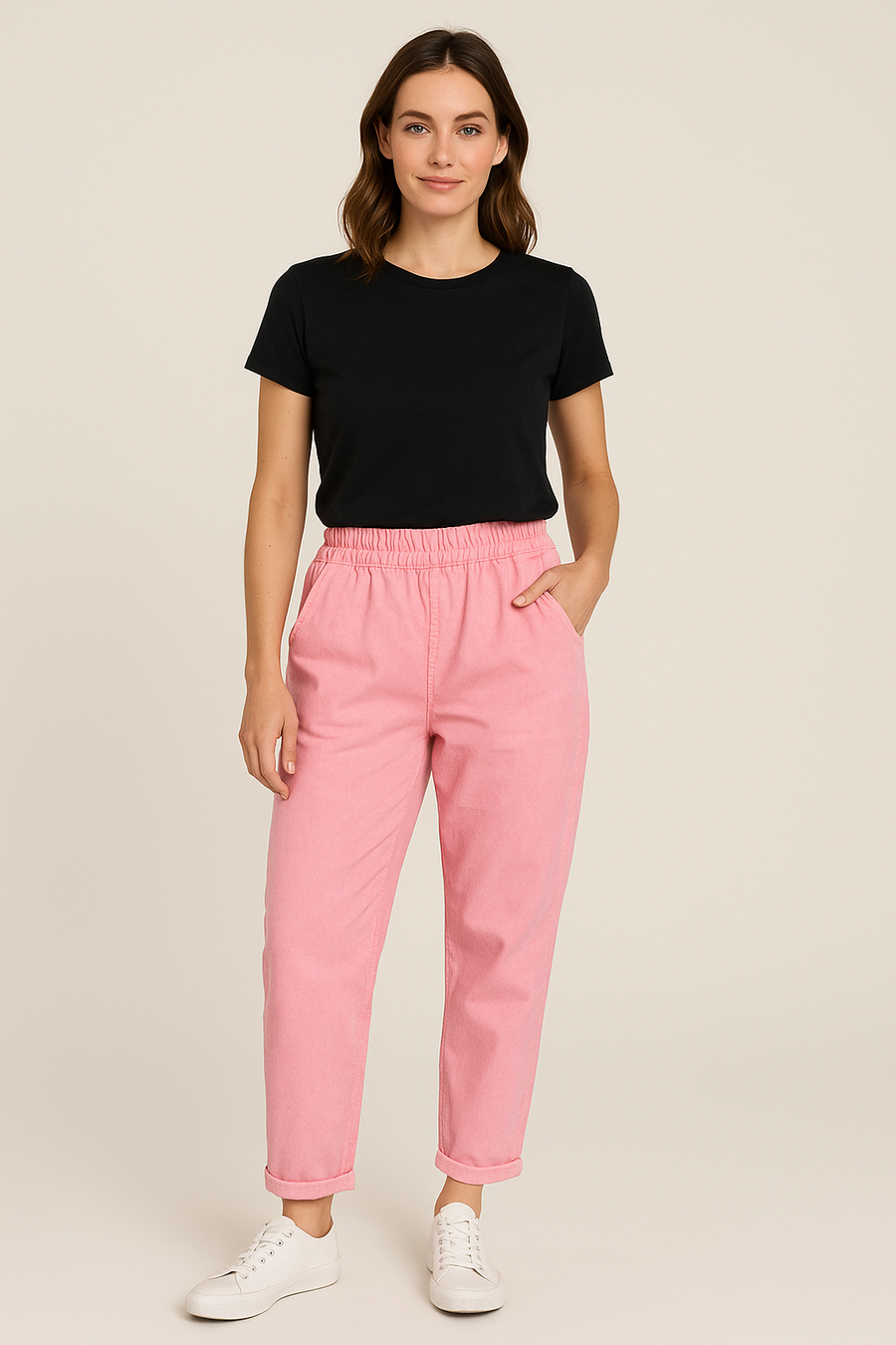 cold washed fading effect super stretchy magic trousers