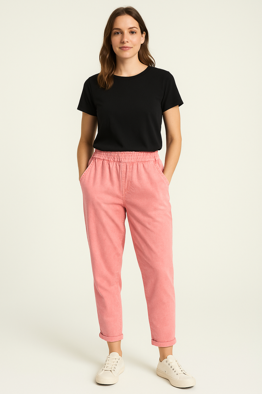 cold washed fading effect super stretchy magic trousers