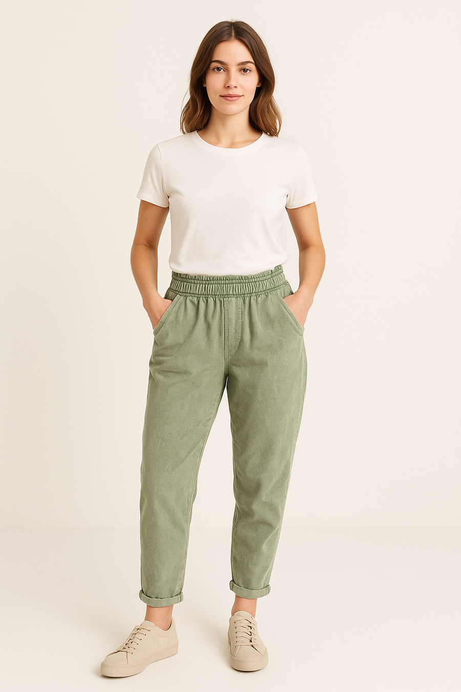 cold washed fading effect super stretchy magic trousers