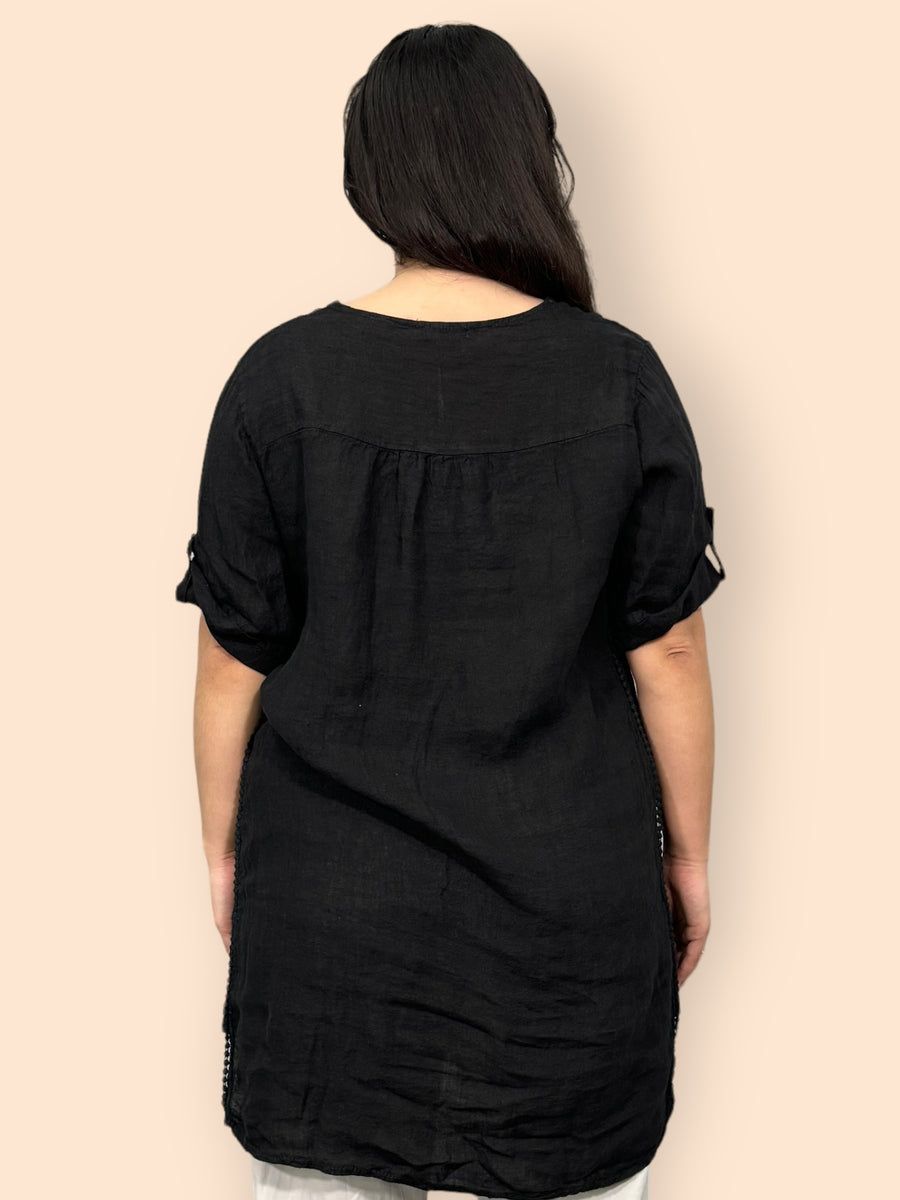 Eco-Friendly Sustainable Pure Linen Blouse with Mandarin Collar