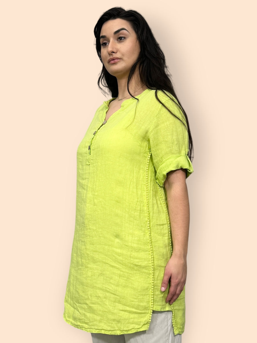 Eco-Friendly Sustainable Pure Linen Blouse with Mandarin Collar