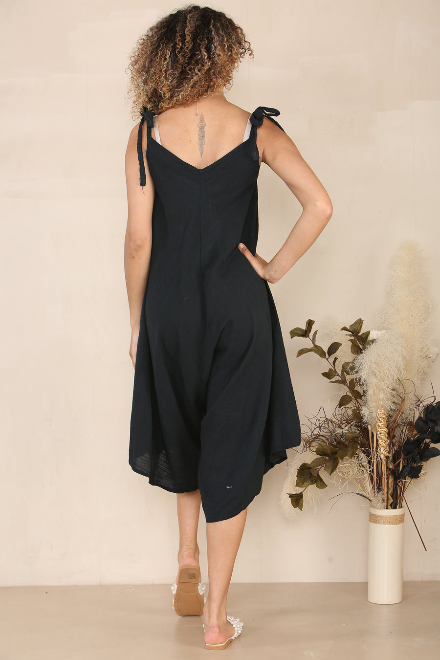 Tie shoulder relaxed jumpsuit