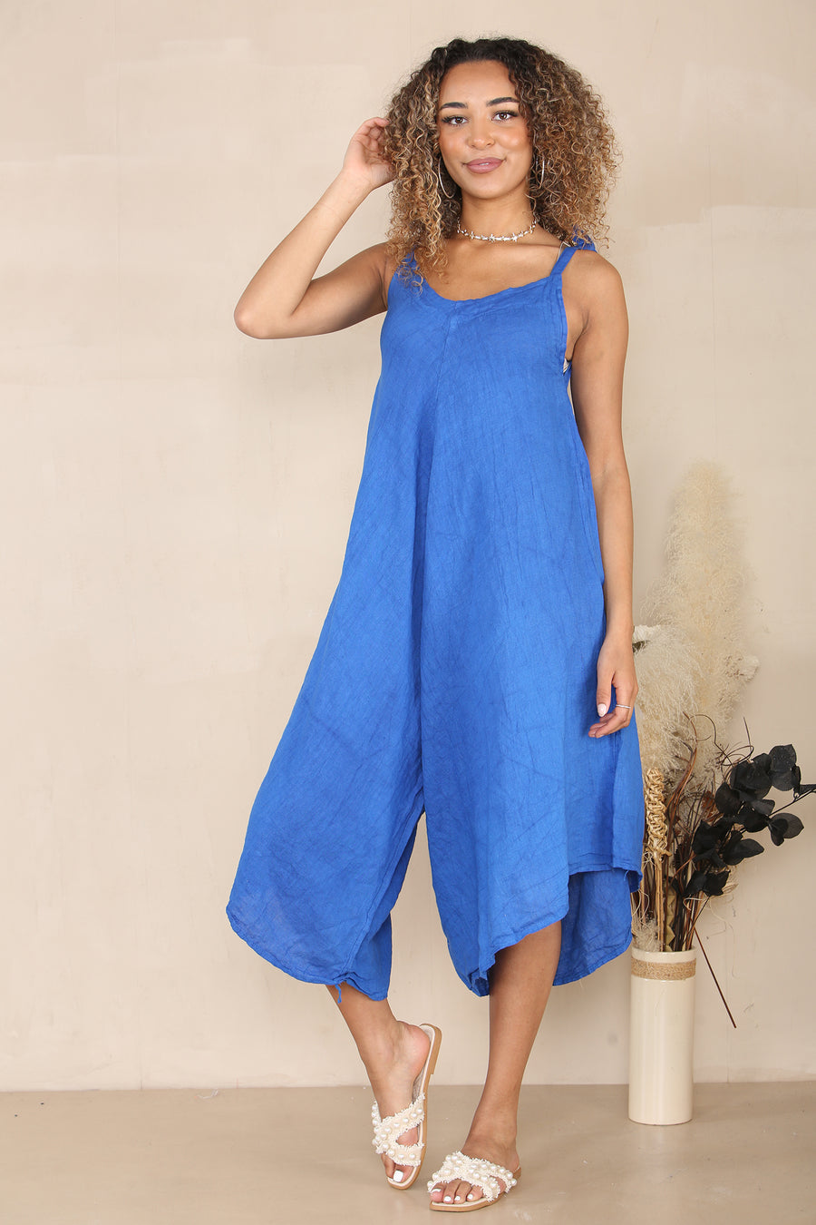 Tie shoulder relaxed jumpsuit