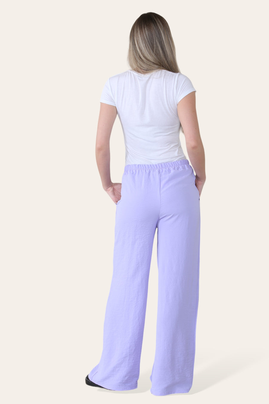 Elongated Palazzo Wide Straight Leg Trousers with Elasticated Waistband