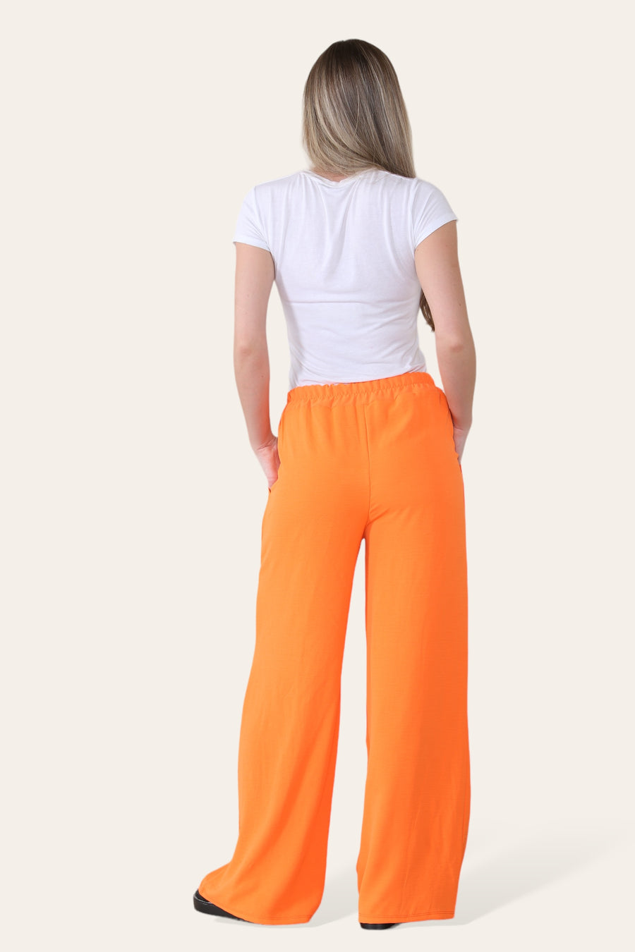 Elongated Palazzo Wide Straight Leg Trousers with Elasticated Waistband