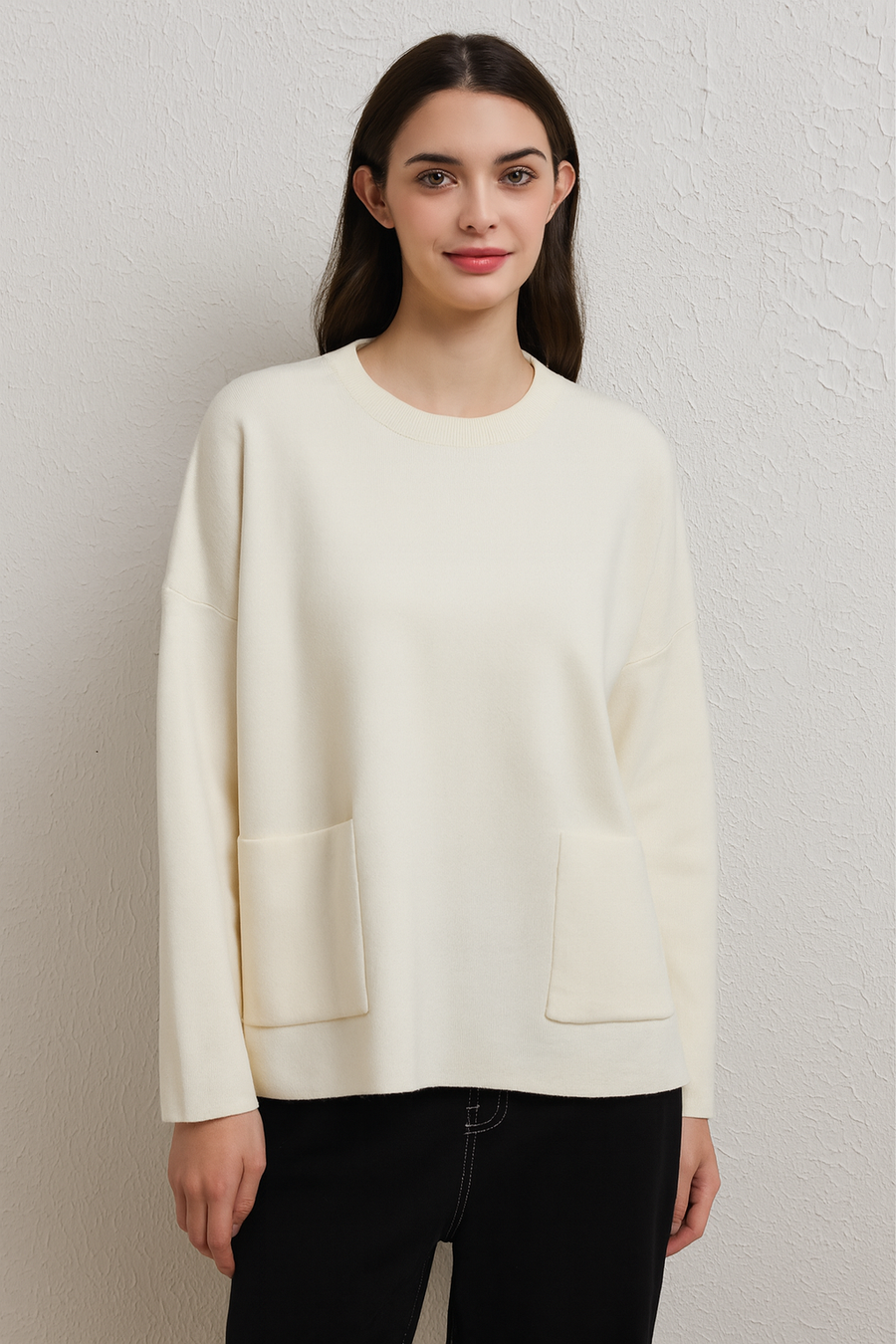 PREMIUM KNIT BASIC JUMPER WITH FRONT POCKETS